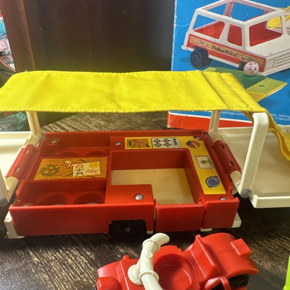 Vintage Fisher‎ Price Little People #992 Pop Up CAR & CAMPER Complete HTF BOX